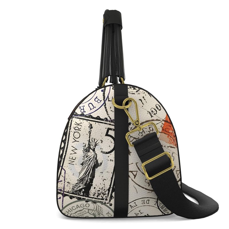 Vintage Stamp Leather Duffle Bag