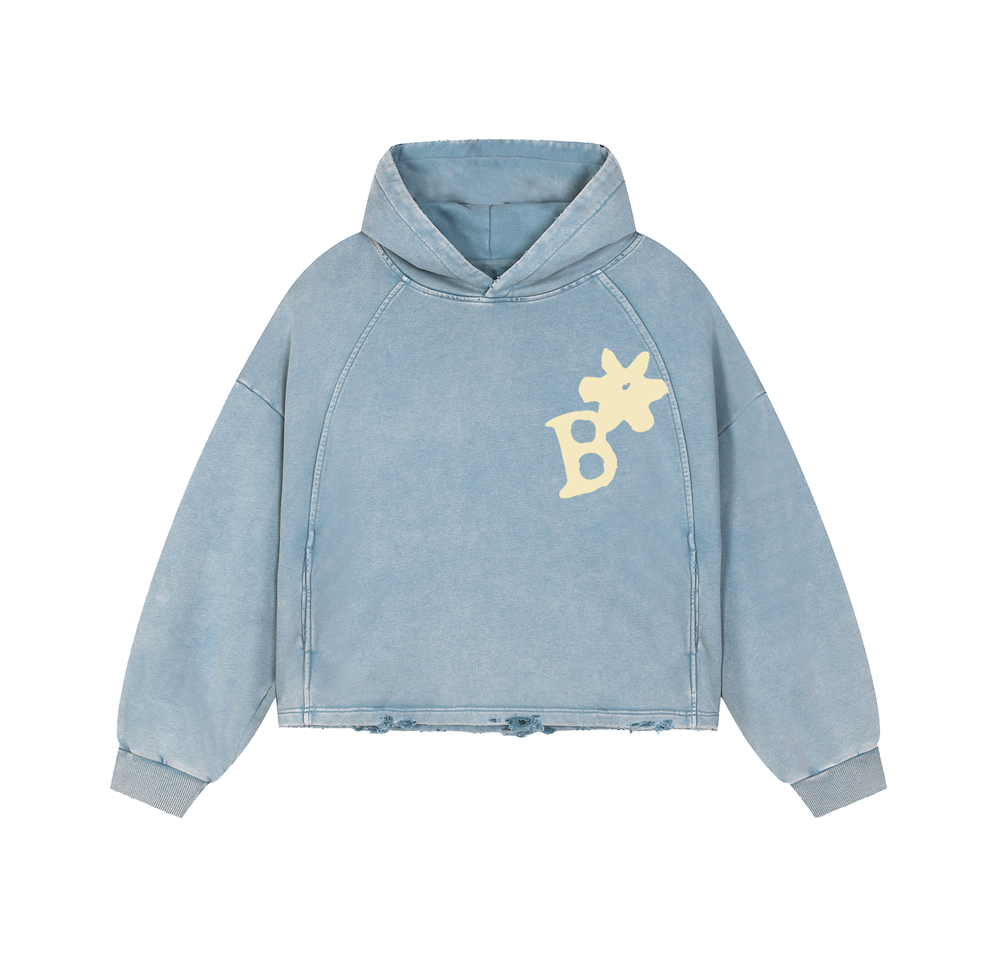 BBS Logo Cropped Frayed-Hem Hoodie